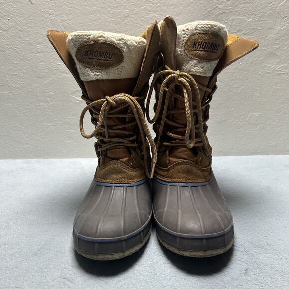 Khombu Combat Suede Sherpa Boots Womens Size 8 Duck Hiking Waterproof Snow - Picture 3 of 15